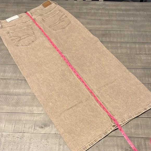 AE Low Rise Maxi Denim Skirt with Back Slit - Picture 3 of 4